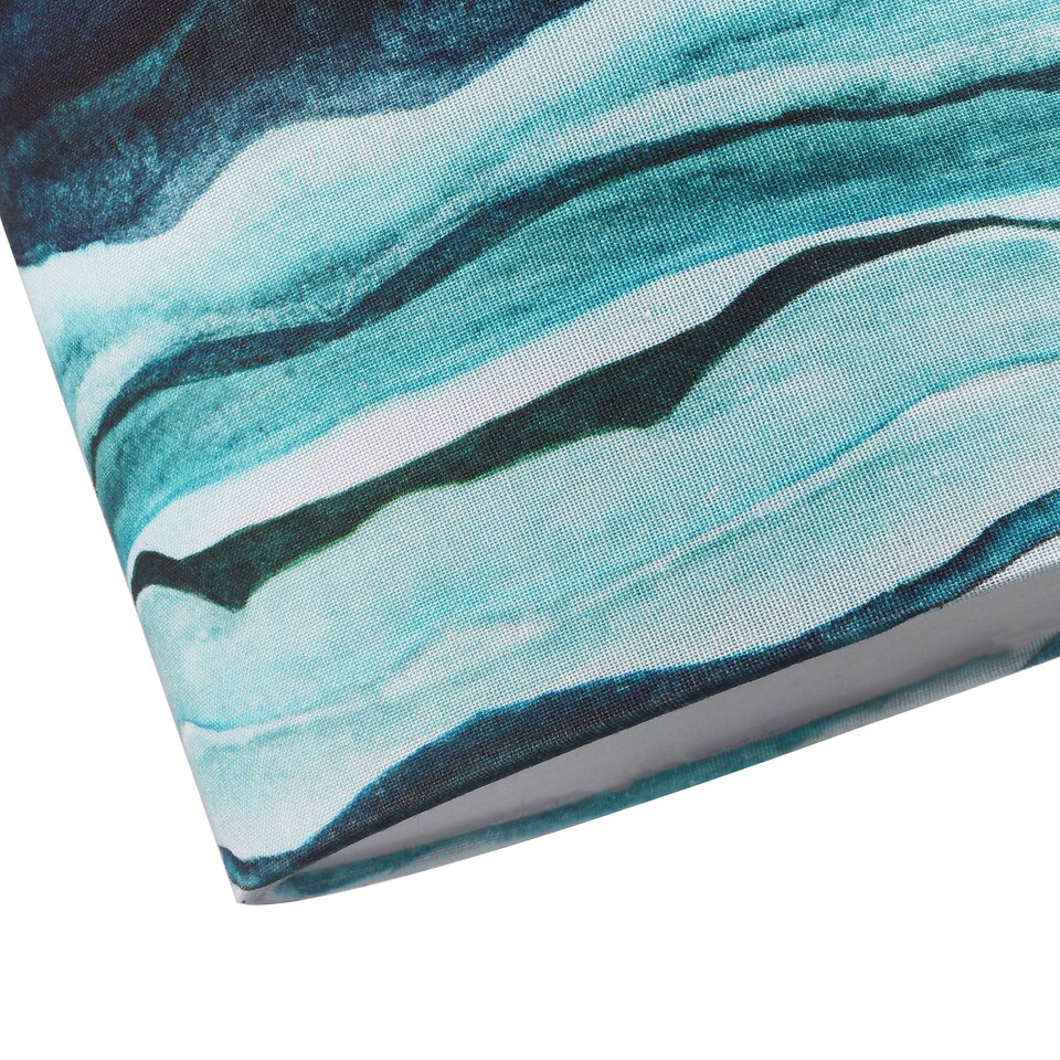 image 1 of Sea Waves Drum Lamp Shade in Teal Duck Egg and Navy Blue - 25cm Linen Fabric | Blue