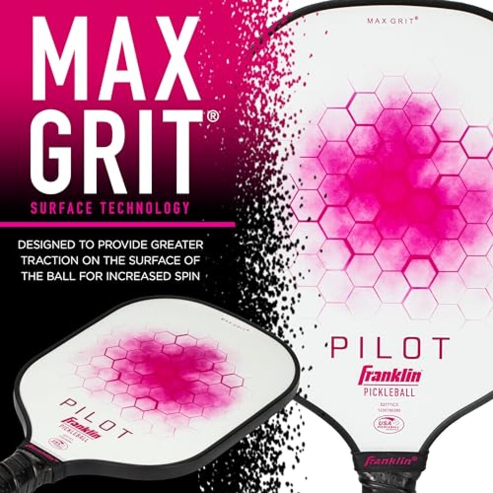 image 1 of Franklin Sports Pickleball Paddle - Pilot Polypropylene Core Racket - Official USA Pickleball (Usapa) Approved Paddle - Lightweight Pro Racket - Pink - 10mm Thick Core
