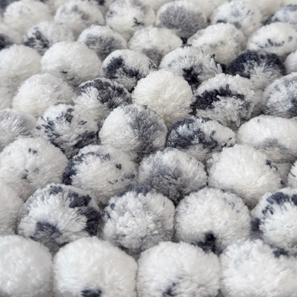 image 1 of Marl Chunky Bobble Toilet Pedestal Mat 50 x 50cm - Non Slip Marble Effect Bathroom Rug | Grey | Dark Grey | 50 x 50cm (20 x 20") | 1