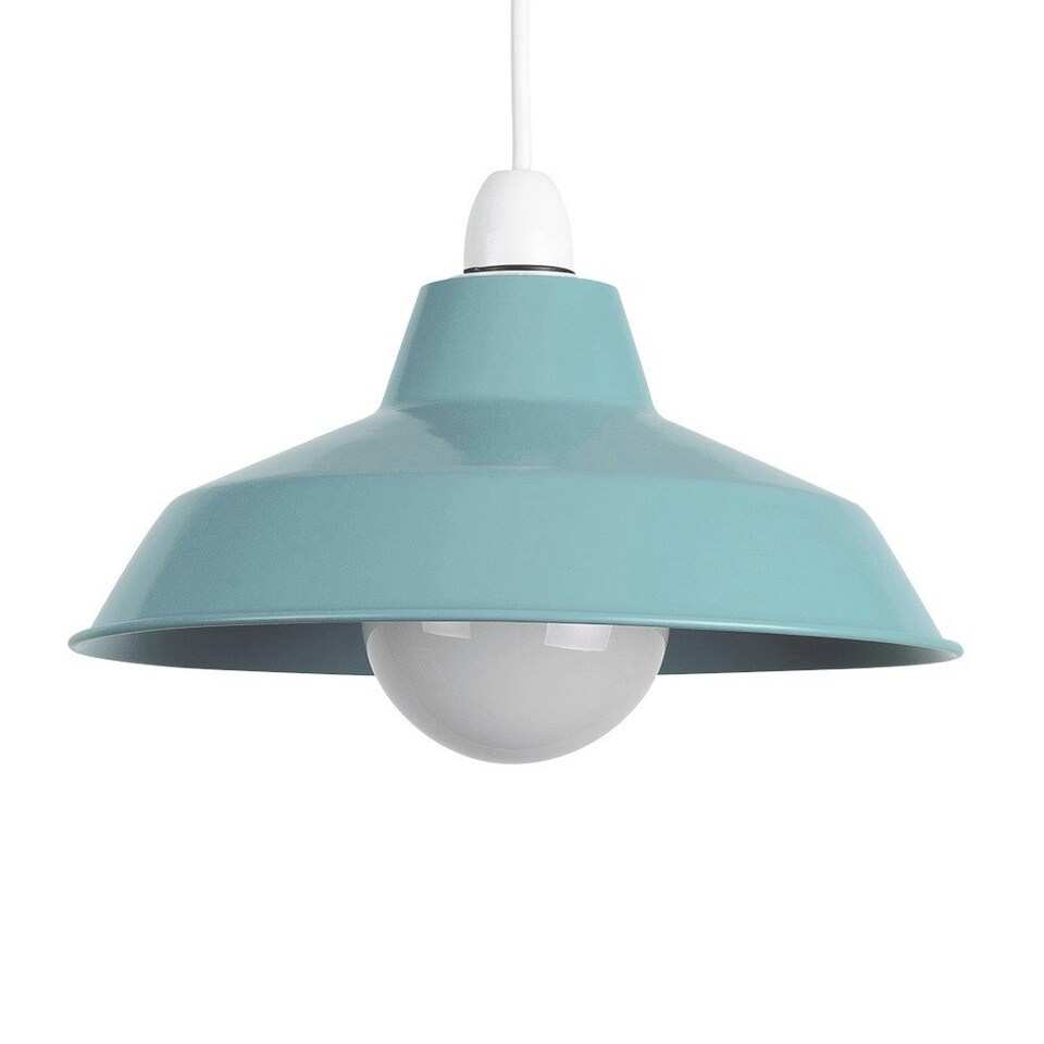 image 1 of ValueLights Retro Style Gloss Blue Metal Reflector Ceiling Pendant Light Shade