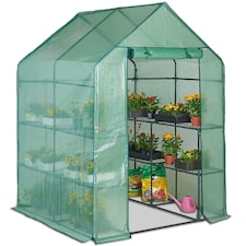 VonHaus Walk In Greenhouse with 8 Shelves & PVC Cover