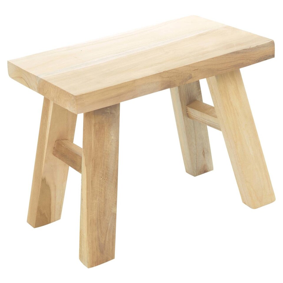 image 1 of Solid Teak Wood Side Table Stool Rustic Square Plant Stand | Brown | Brown | 1