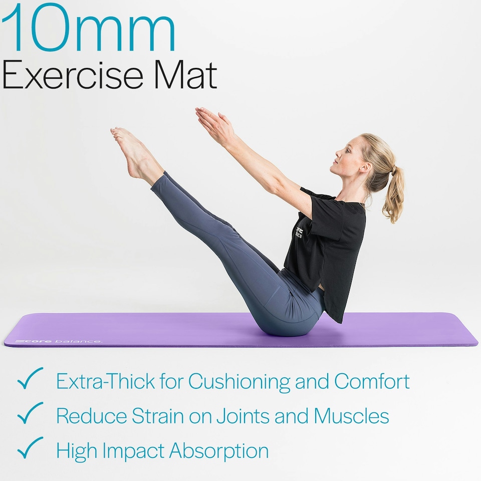 image 1 of Pilates Mat with Strap (10mm Thick) - Purple