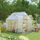 image 2 of Outsunny Polycarbonate Walk-in Garden Greenhouse w/ Sliding Door Silver Tone