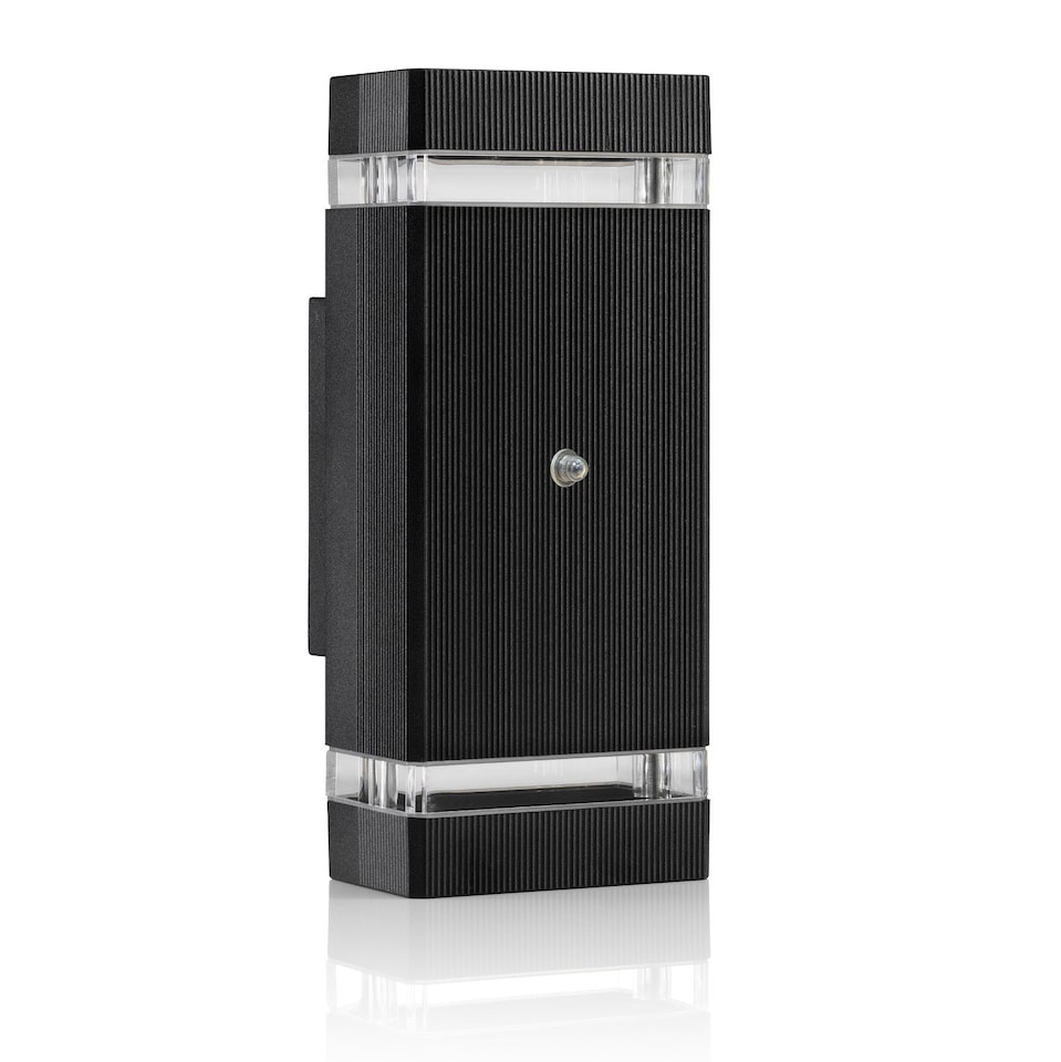 image 1 of Auraglow Dusk Till Dawn Sensor Double Up & Down Wall Light - THRUXTON | Black | Black/Warm White