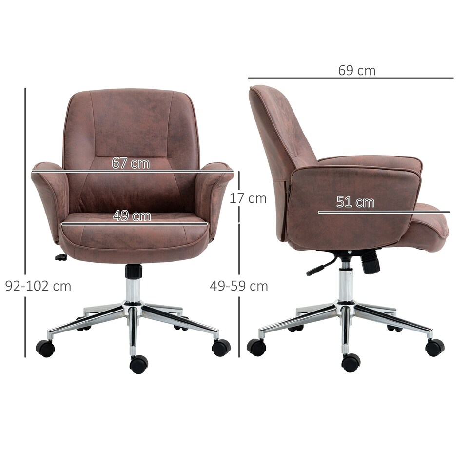 image 1 of Vinsetto Home Office Chair Microfibre Swivel Chair for Home Study, Red