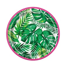 Palm Tropical Luau Round Paper Plates 17cm - Pack of 8