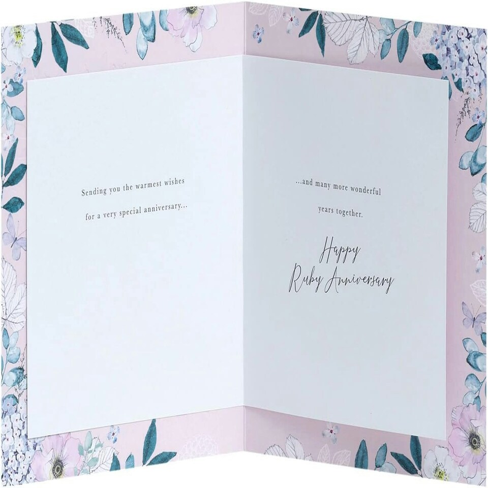 image 1 of Soft Floral Design 40th Ruby Anniversary Card