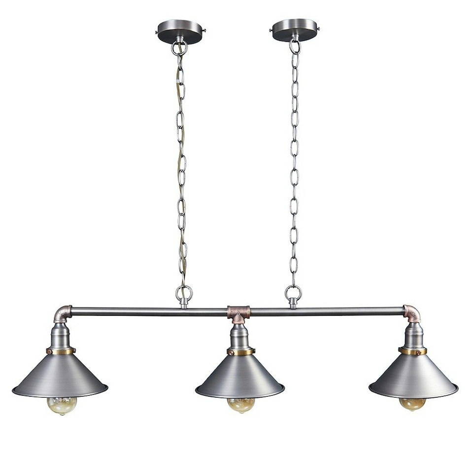 image 1 of ValueLights Corinthia Over Table 3 Way Grey Ceiling Light Low Hanging Pendant | Grey