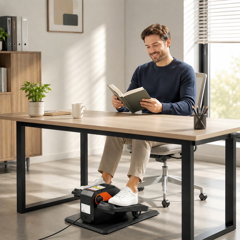 image 1 of SPORTNOW Under Desk Elliptical Machine for Home, Seated Pedal Exerciser