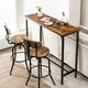 image 8 of COSTWAY Bar Table Counter Pub Table Sofa Console Table Brown