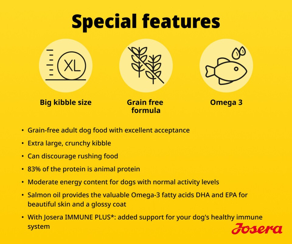 image 1 of Josera Adult Duck & Sweet Potato complete dog food | Grainfree | Medium to Large dogs | Lots of meat | Immune Plus | Omega 3 from Salmon Oil | 12.5kg