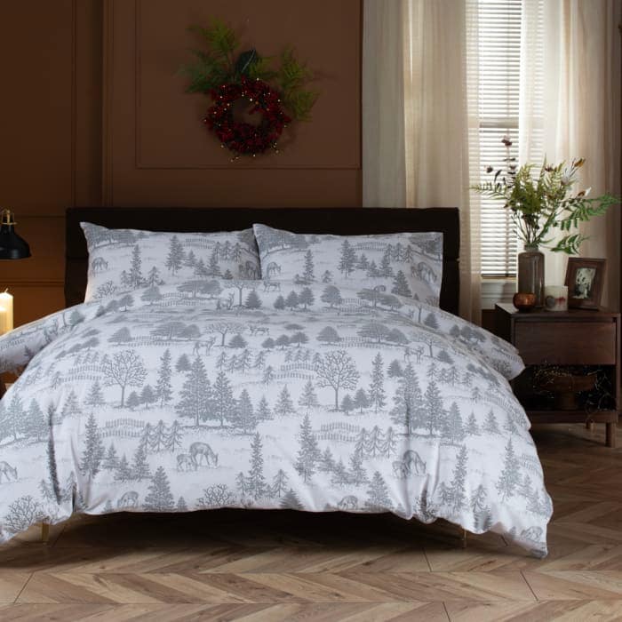Richmond Park Grey Brushed Cotton Duvet Cover Set