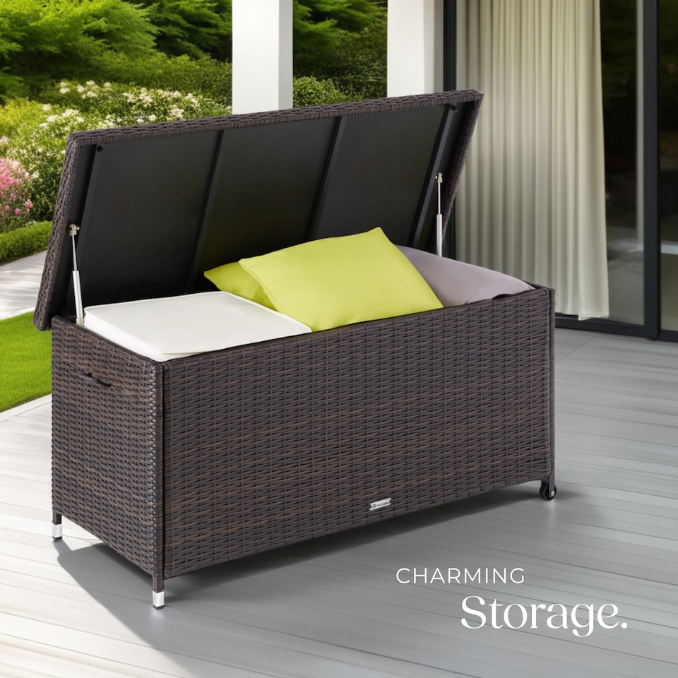 image 1 of Storage Box Kiruna - rattan garden furniture cushion storage 120 x 55 x 61.5 cm | Brown | brown | 121 x 56 x 60 cm | 1