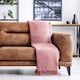 image 4 of Waffle Collection Recycled Cotton Throw in Blush Pink (70" x 100") Pink | Pink
