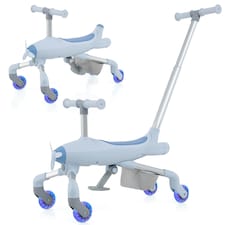 COSTWAY 2-in-1 Kids Ride-on Push Car Plane-Themed Blue