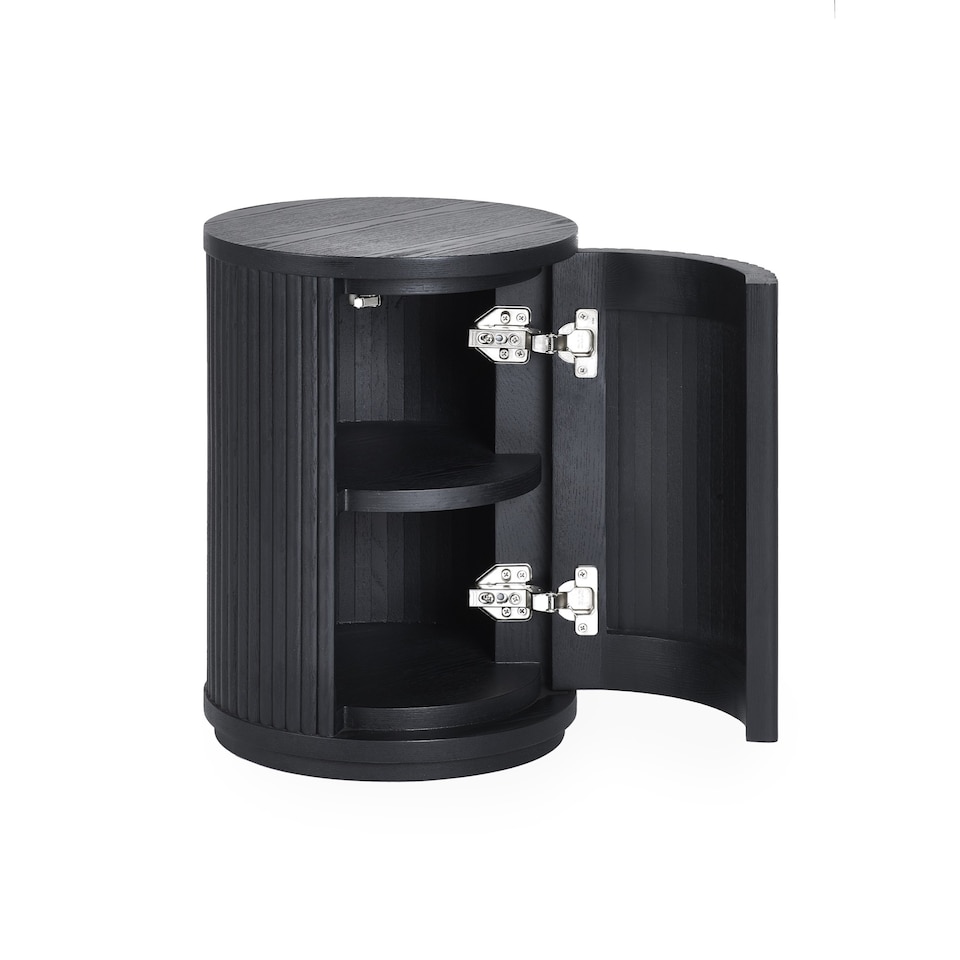 image 1 of Louis Fluted Side Table With Door - Black