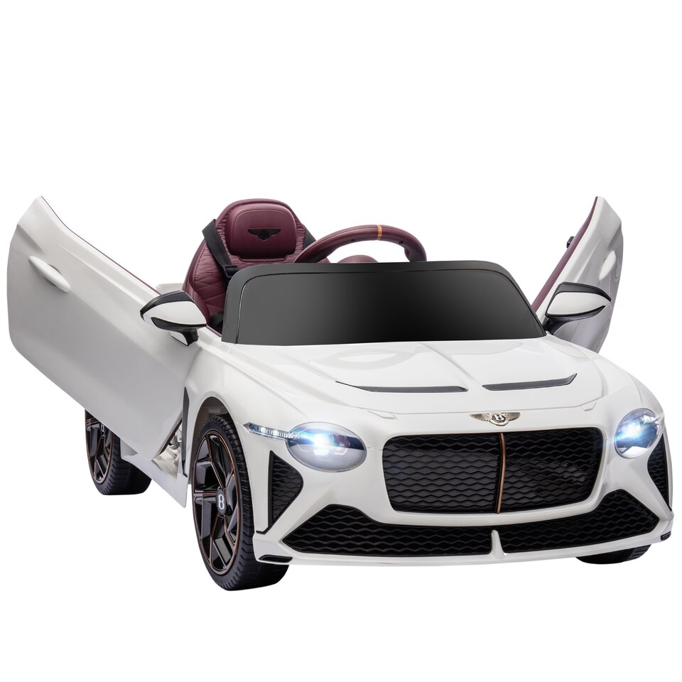 image 1 of HOMCOM Bentley Bacalar Licensed, 12V Kids' Electric Ride-On with Remote Control, Battery Powered Electric Car for Kids with Suspension Wheels, Horn, Lights, for Ages 3-5 Years - White