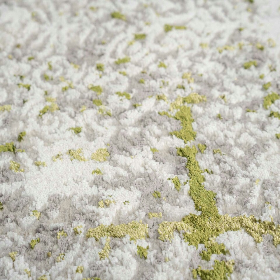 image 1 of KUKOON Olive Green Grey Distressed Tweed Runner Rug 60cm x 240cm