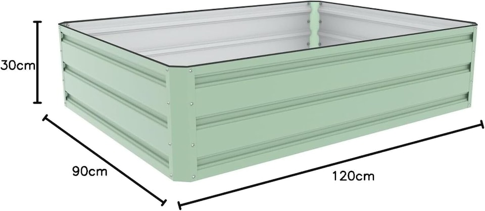 image 1 of Metal Raised Garden Grow Bed Kit, Galvanised Steel Powder Coated Metal Planter for Vegetables, Plants, Flowers & Herbs, Trough Grow Box (L120xW90cmxH30cm) | Green