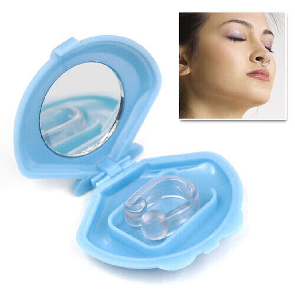 image 1 of Anti Snore Sleeping Aid Nose Clip with Storage Case | Reusable Soft Silicone Nasal Clip