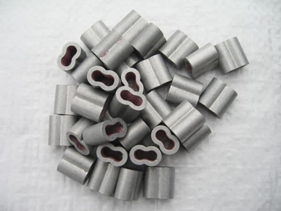 Fence Wire Crimp Sleeves Aluminium 4-5MM x50 (Double Barrell Ferrule Loop Fencing Garden)