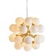 image 1 of Oscar Globe Pendant Satin Brushed Gold Effect Plate & Gloss White Glass 28 Light Dimmable IP20 - G9