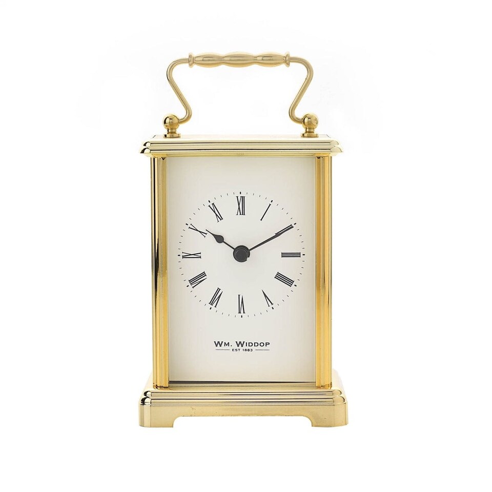 image 1 of Widdop Gifts Gold Carriage Clock with White Dial