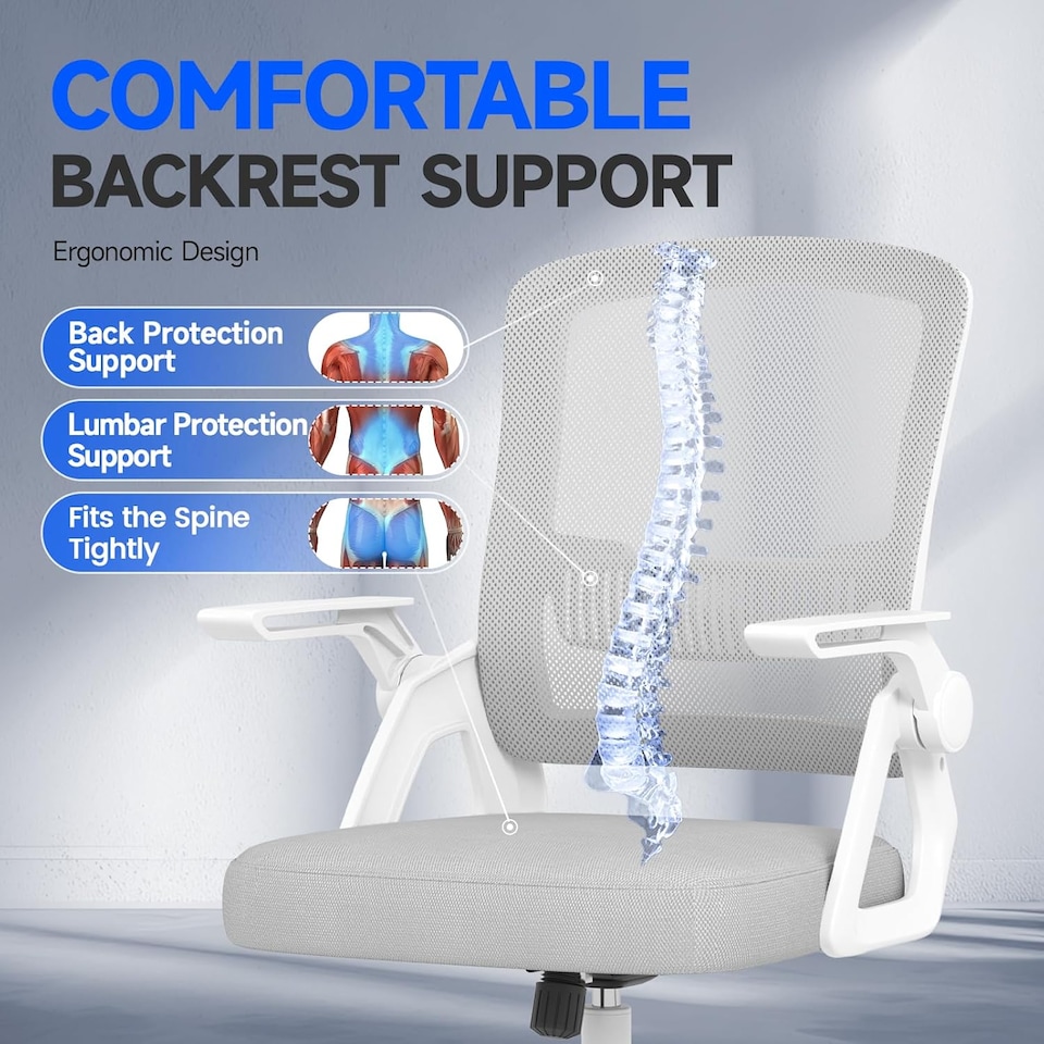 image 1 of Rattantree Ergonomic Swivel Computer Chair with Flip-Up Armrests