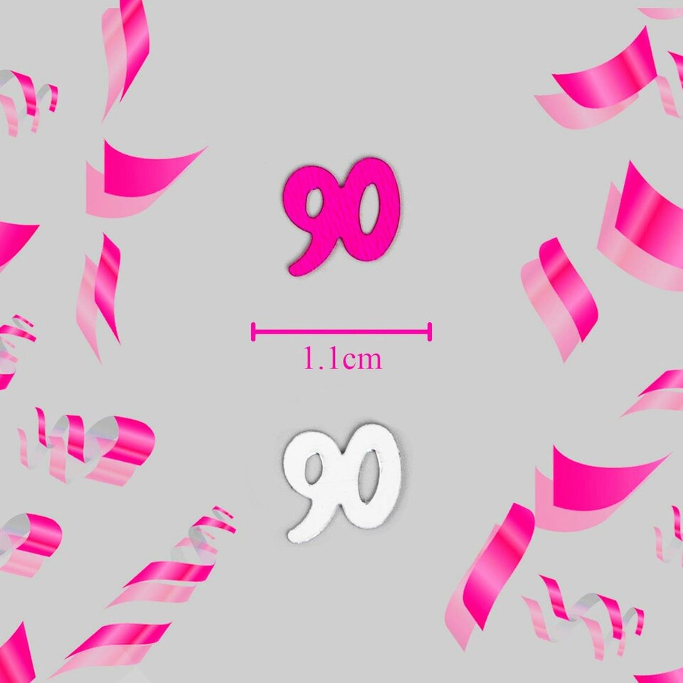 image 1 of 2 Packs of 14g Pink Happy 90th Birthday Confetti