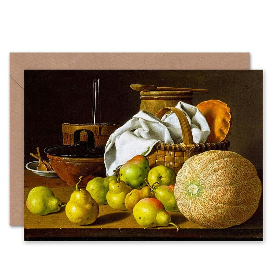image 1 of Still Life Melendez Pears Melon Art Blank Just to Say Card
