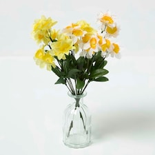 Homescapes Set of 2 Yellow and White Daffodil Spray Single Stems