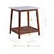 image 3 of Teamson Home Kingston Side Table With Faux Marble Top Solid Wood Leg, Walnut Finish