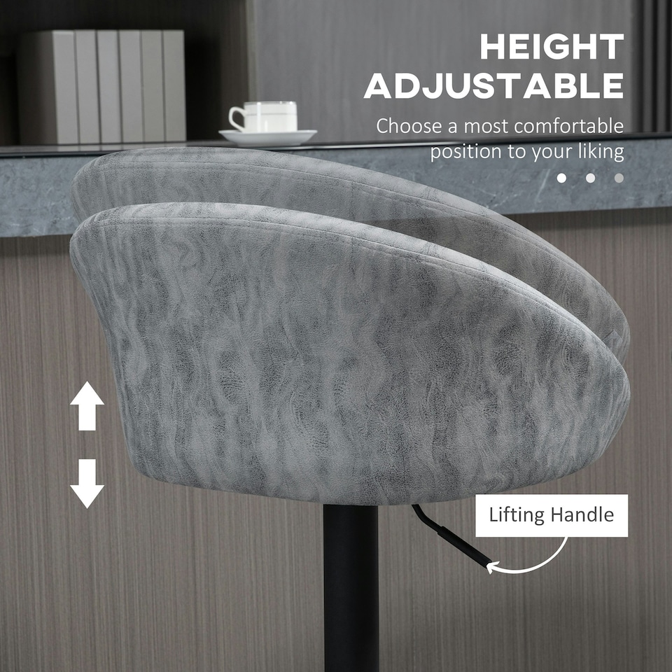 image 1 of HOMCOM Modern Swivel Bar Stools Set of 2 with Adjustable Height