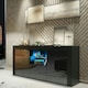 image 9 of Black TV Unit 145cm Gloss Doors Free LED Modern Media Cabinet Black