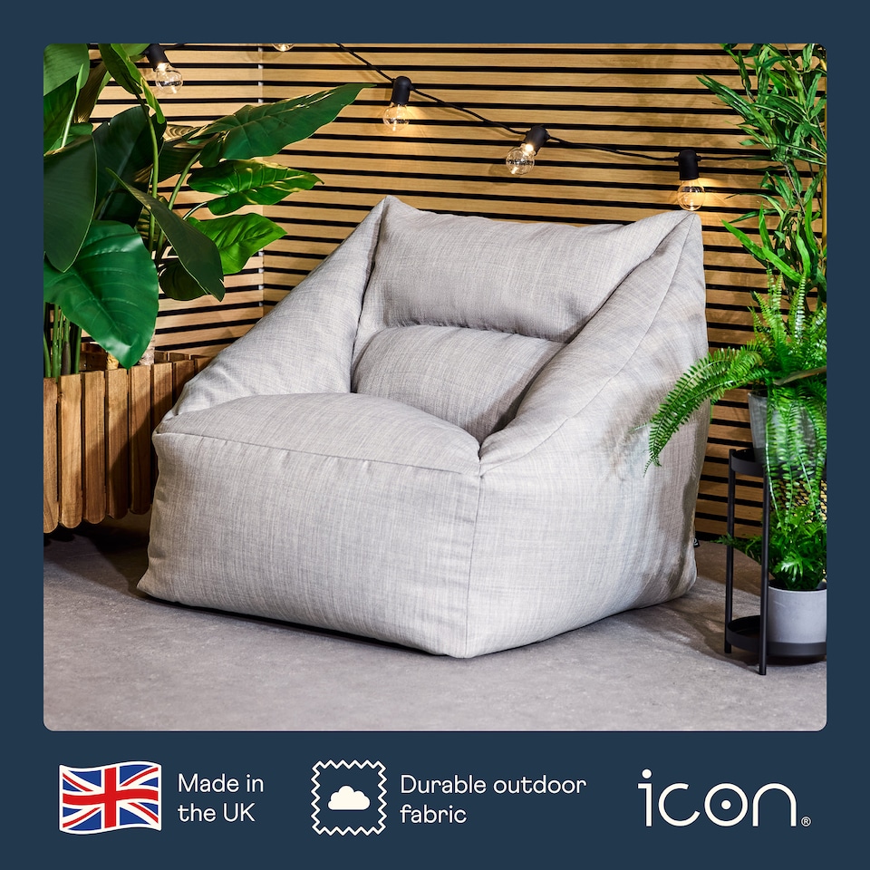 image 1 of Natalia Outdoor Woven Adults Bean Bag Armchair, Ready Filled Large Beanbag Grey | Grey | Grey | M | 1