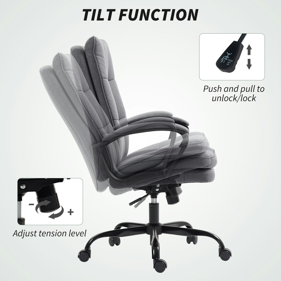 image 1 of HOMCOM Fabric Office Chair, Computer Desk Chair for Home, Charcoal Grey Grey