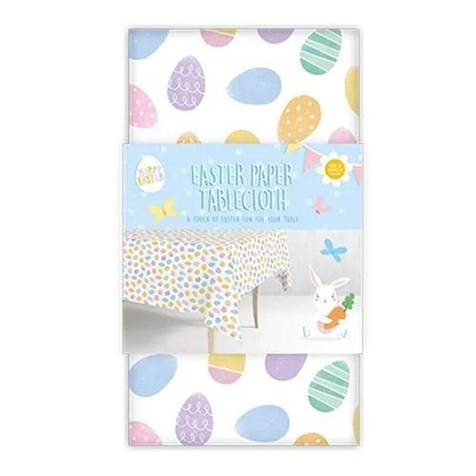 Colourful Easter Eggs White Paper Tablecover 1.8m x 1.2m White