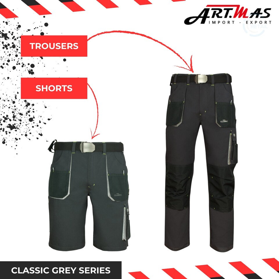 image 1 of Artmas Classic Grey Work Trousers with Knee Pad Pockets, 9 Pockets, 260gsm (38/40 Inch - 56 EU)