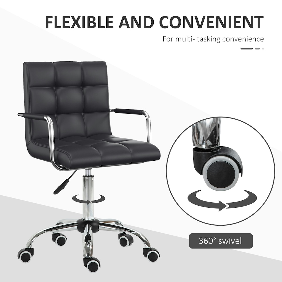 image 1 of Vinsetto Mid Back Home Office Chair Swivel Computer Chair with Armrests, Black