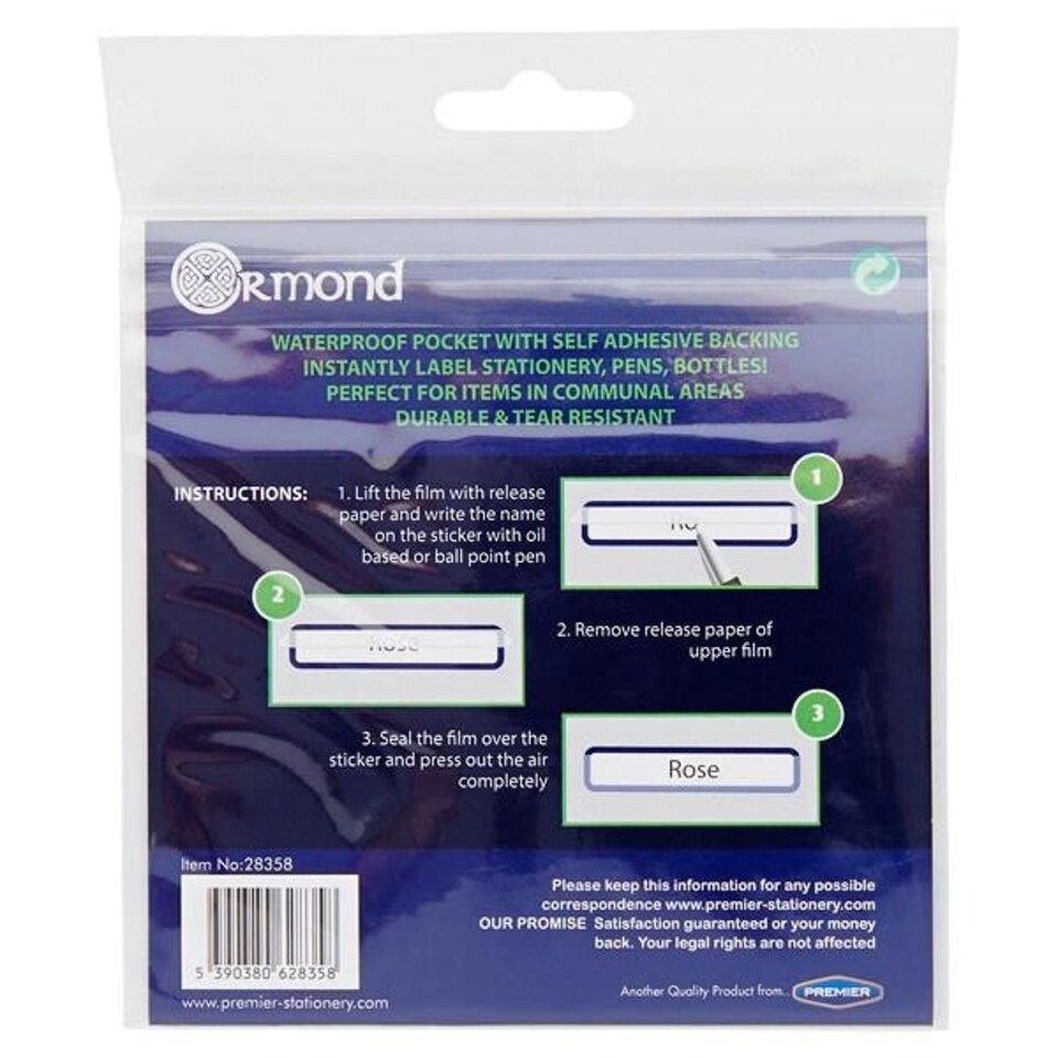 image 1 of Pack of 24 70x15mm Waterproof Self Adhesive Sealable Labels by Ormond