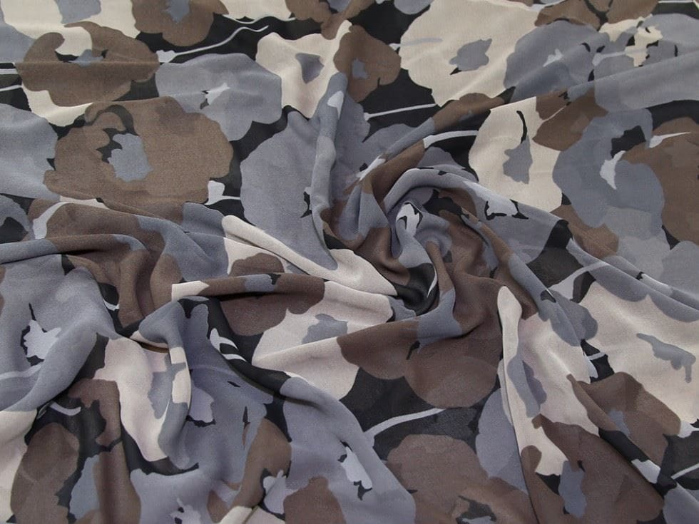 Lady McElroy Brown & Grey Sheer Chiffon Dressmaking Fabric, 140cm / 55" Wide - per metre