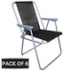 image 1 of 6 x Foldable Garden Chairs Fixed position garden chairs with grey frame and black fabric Grey