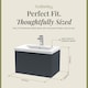 image 5 of Balterley Fluted Front Wall Hung 1-Drawer Bathroom Vanity Unit with 1 Tap Hole Basin, Handles | Grey | Soft Black