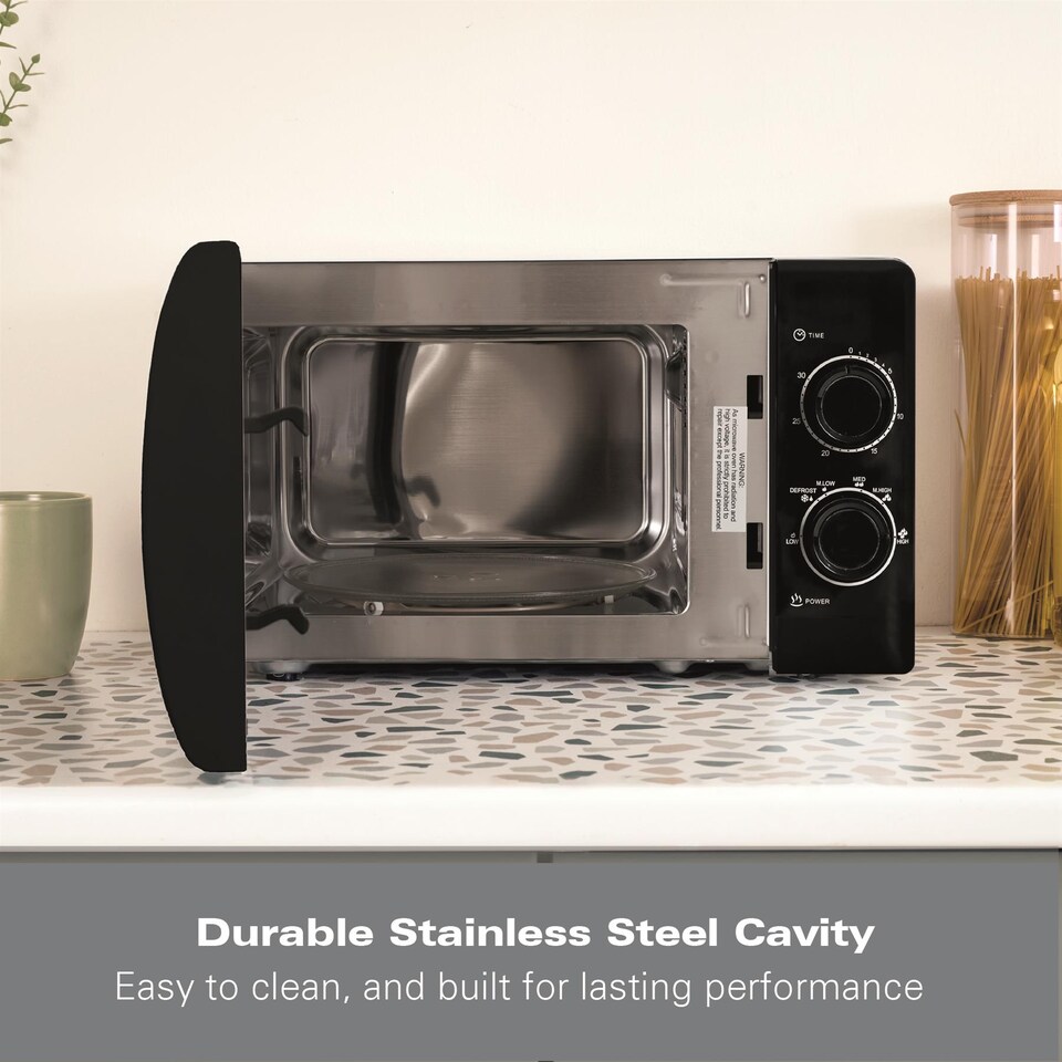 image 1 of Hamilton Beach 20L Manual Black Microwave With Stainless Steel Cavity