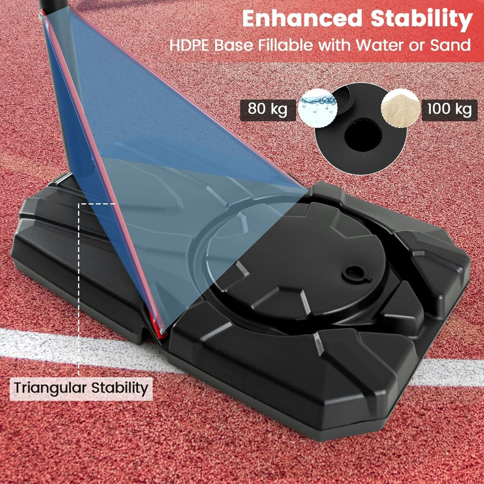 image 1 of COSTWAY Outdoor 7.5-10 FT Portable Basketball Hoop Backboard Black | Standard