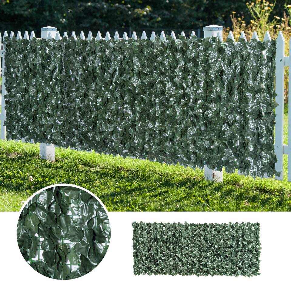 image 1 of Outsunny Artificial Leaf Hedge Privacy Screen Roll Garden Fence Panel 1m x 2.4m