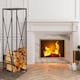 image 2 of Gr8 Garden Large Black Metal Steel Firewood Rack Log Wood Storage Holder Tall Shelf Stand