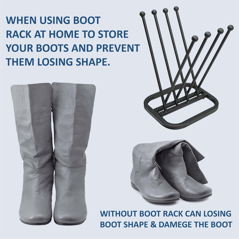 image 1 of 4 Pair Wellington Boot Rack Stand Indoor/Outdoor Welly & Shoe Organizer