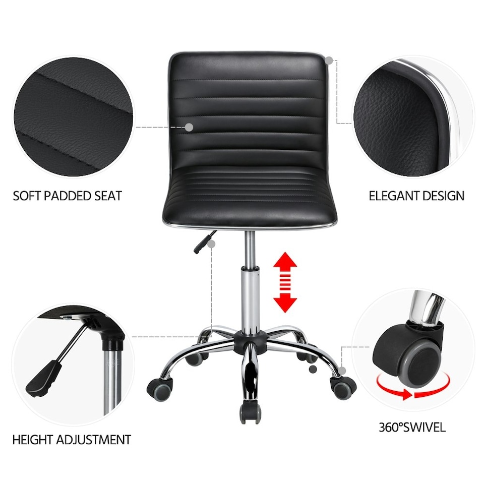 image 1 of Yaheetech PU Leather Low Back Armless Desk Chair | Black